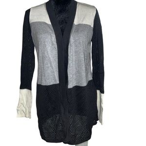 Belldini Cardigan, Size medium, black white grey color block